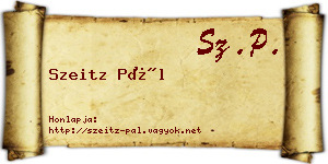 Szeitz Pál névjegykártya